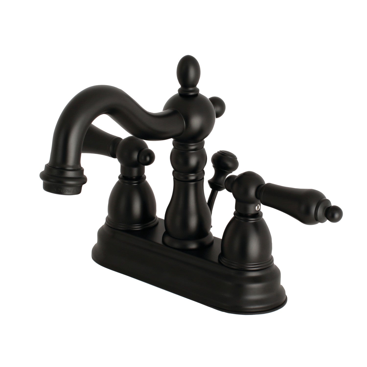 Kingston Heirloom KB1600AL - Heritage Double-Handle 3-Hole Deck Mount 4-Inch Centerset Bathroom Faucet with Pop-Up Drain, Matte Black — image 1